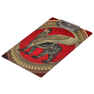Carpeta De Pinza [200] León alado asirio: Lamassu dorado y negro