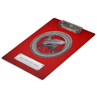 Carpeta De Pinza [200] Toro alado asirio: Lamassu plateado y negro