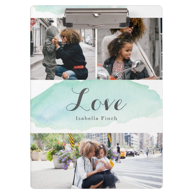 Carpeta De Pinza 3 acuarela turquesa fotográfica (Anverso)