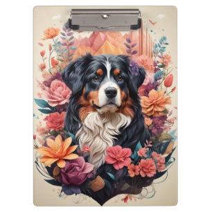 Carpeta De Pinza 3.D Fantasía Floral Bernese Mountain Pájaros de ca