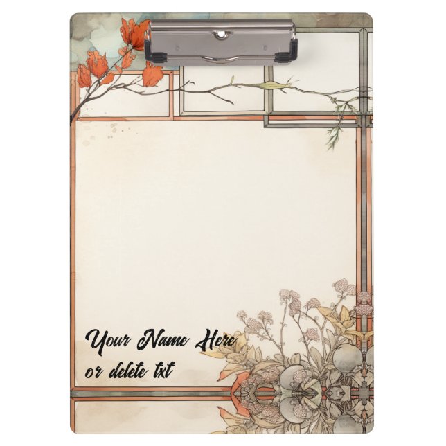 Carpeta De Pinza 3 espacios de escritura flores silvestres y árbole (Anverso)