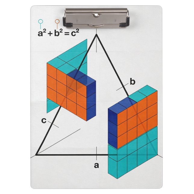 Carpeta De Pinza 3D Pythagorean Theorem Math Clipboard (Anverso)