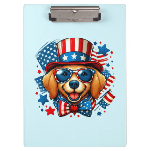 Carpeta De Pinza 4 de julio USA Patriótico Perro Día de la Independ