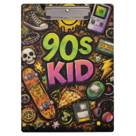 Carpeta De Pinza 90s Kids Retro Pizza Smiley Face Flower Design