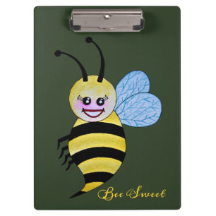 Carpeta De Pinza Abeja Cuidada De Acuarela Con Sonrisa Feliz