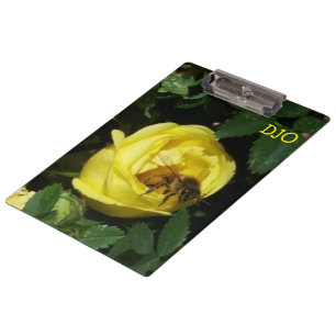 Carpeta De Pinza Abeja de miel y rosa amarilla de dos lados