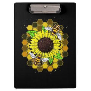 Carpeta De Pinza Abejas de girasol hippie