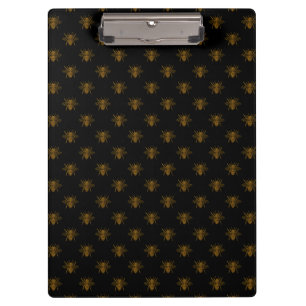Carpeta De Pinza Abejas de lámina metálica dorada sobre negro