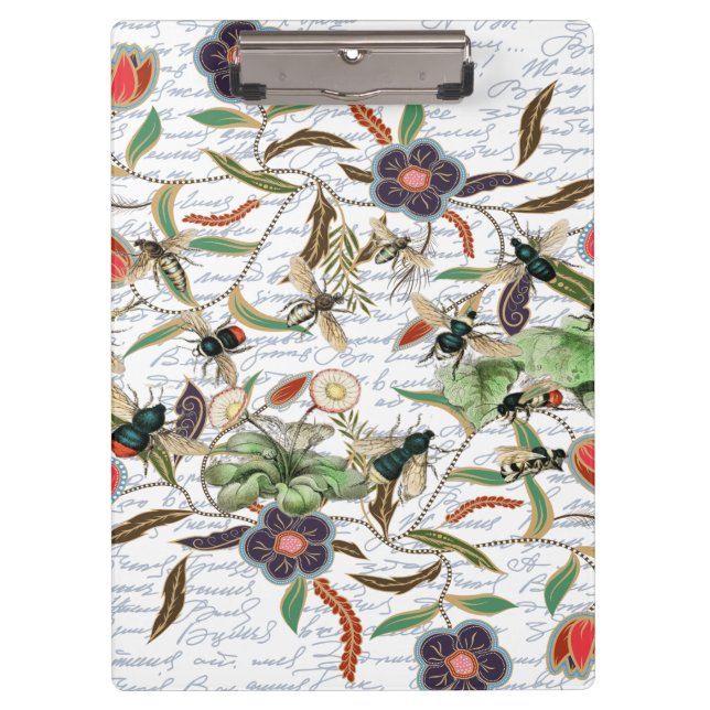 Carpeta De Pinza Abejas y flores francesas antiguas modernas (Anverso)