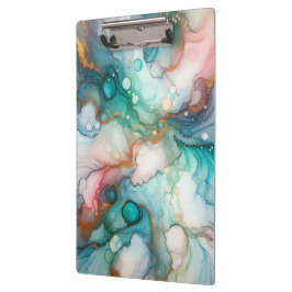 Carpeta De Pinza Abstract in Pink, Teal, Blue, and Gold