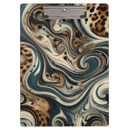 Carpeta De Pinza Abstract Leopard Print Swirl