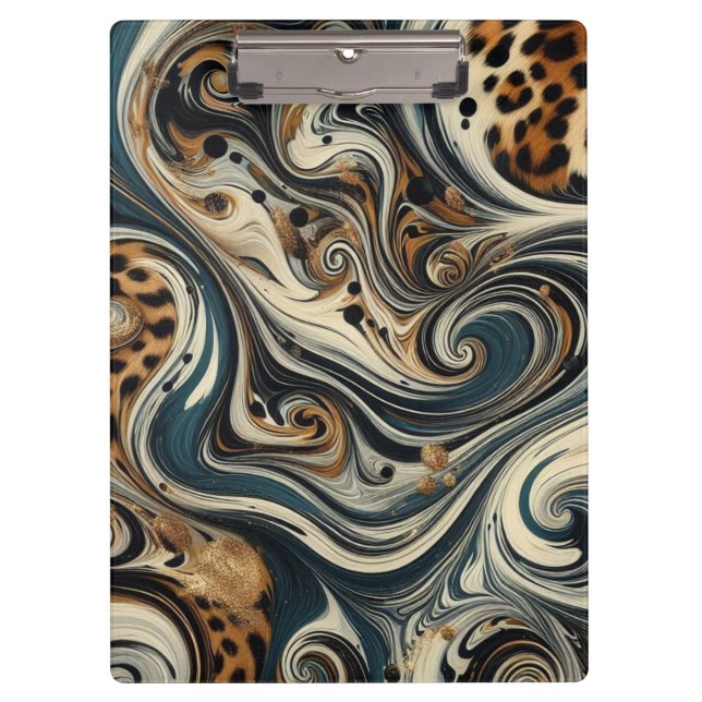 Carpeta De Pinza Abstract Leopard Print Swirl (Anverso)