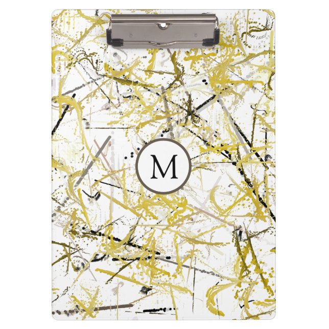 Carpeta De Pinza Abstract Scribbles - Mustard and Brown (Anverso)