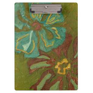 Carpeta De Pinza Acua y flores de Naranja quemadas en fondo verde
