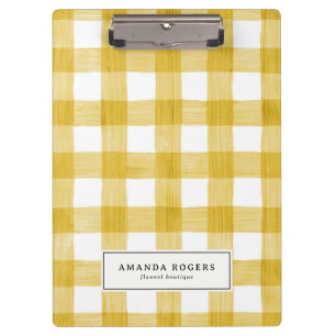 Carpeta De Pinza Acuarela Amarilla de Plaid de Búfalo Personalizado