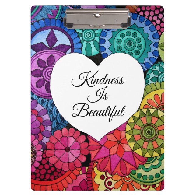 Carpeta De Pinza Acuarela Arcoiris Mandala con corazón (Anverso)