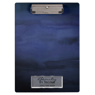 Carpeta De Pinza Acuarela Azul Elegante Chic Glam Personalizado