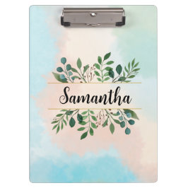 Carpeta De Pinza Acuarela Botánica Personalizada con Nombre