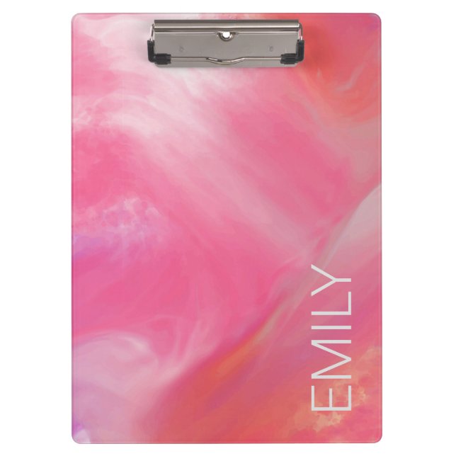 Carpeta De Pinza Acuarela con mármol rosa y blanco de moda (Anverso)