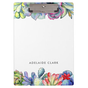 Carpeta De Pinza Acuarela de cactus suculenta