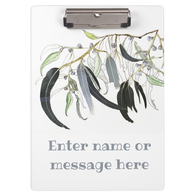 Carpeta De Pinza acuarela de hojas de goma verde pálido (Anverso)