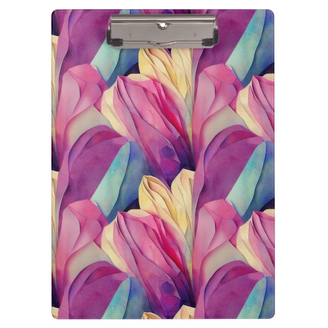 Carpeta De Pinza Acuarela Flores de Primavera Vibrantes Pintadas (Anverso)