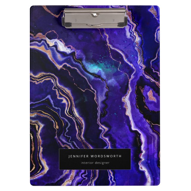Carpeta De Pinza Acuarela Geode Moderno Profesional Agate Purple (Anverso)