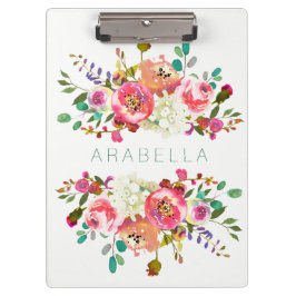 Carpeta De Pinza Acuarela hermosa floral con su nombre