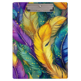 Carpeta De Pinza Acuarela Mardi Gras Feather patrón ininterrumpido