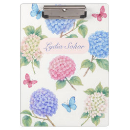 Carpeta De Pinza Acuarela personalizada Hydrangea Floral