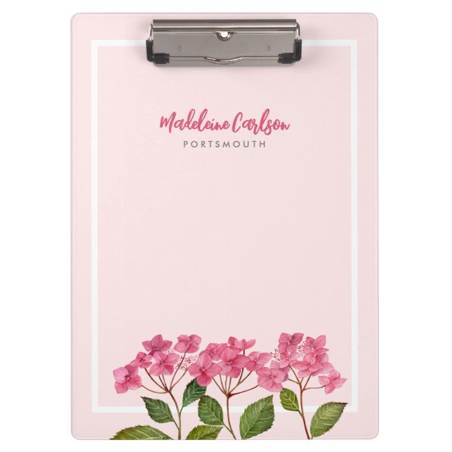 Carpeta De Pinza Acuarela Pink Hydrangea Lacecaps Ilustracion (Anverso)