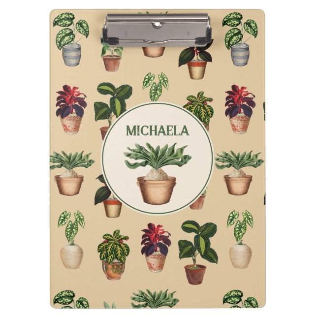 Carpeta De Pinza Acuarela Plantas Potadas Terracotta Nombre de olla (Anverso)