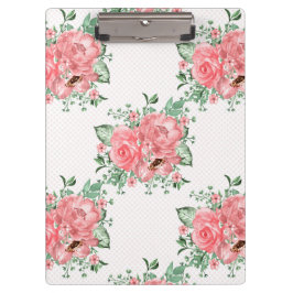 Carpeta De Pinza Acuarela shabby chic rosas rosadas y lunares