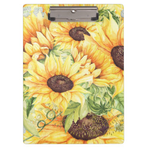 Carpeta De Pinza Acuarela Yellow Sunflowers Greeneration