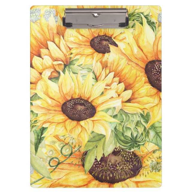 Carpeta De Pinza Acuarela Yellow Sunflowers Greeneration (Anverso)