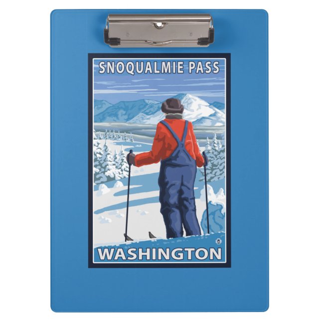 Carpeta De Pinza Admiración del esquiador - paso de Snoqualmie, (Anverso)