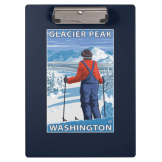 Carpeta De Pinza Admiración del esquiador - pico del glaciar,