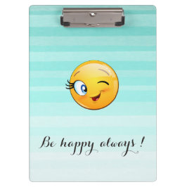 Carpeta De Pinza Adorable Emoji Winking Face-Be feliz siempre