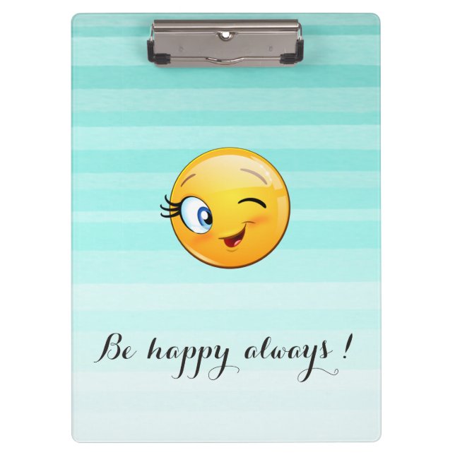 Carpeta De Pinza Adorable Emoji Winking Face-Be feliz siempre (Anverso)