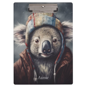 Carpeta De Pinza Adorable koala con sombrero lindo personalizable 