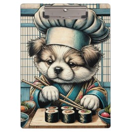 Carpeta De Pinza Adorable Sushi Chef Puppy
