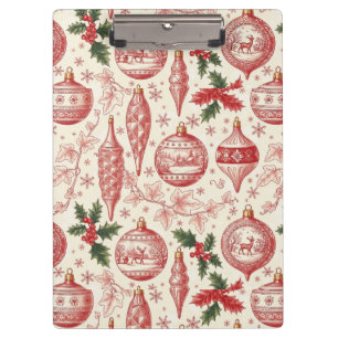 Carpeta De Pinza Adornos de Navidad de Toile Rojo Chinoiserie