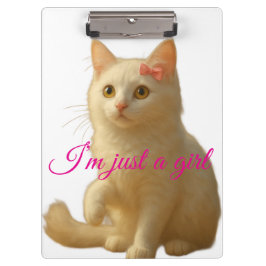 Carpeta De Pinza Aesthetic Coquette White Cat I'm Just a Girl 