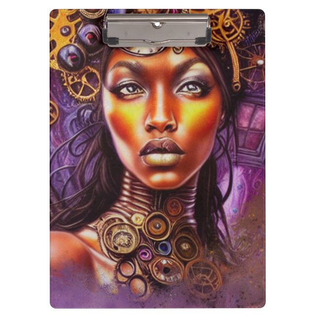 Carpeta De Pinza Afro Steampunk Inspired Art  (Anverso)