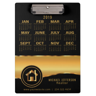 Carpeta De Pinza Agente inmobiliario - negro y oro - 2019