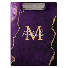 Carpeta De Pinza Agitación de mármol morado y dorado