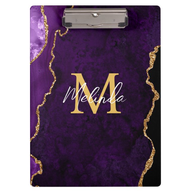 Carpeta De Pinza Agitación de mármol morado y dorado (Anverso)