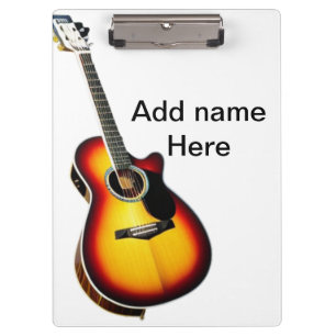 Carpeta De Pinza Agrega tu nombre texto guitarra acústica marrón ed