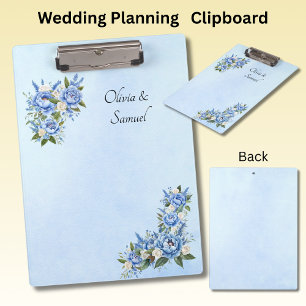 Carpeta De Pinza Agregar nombres Etc Blue Peony en Boda azul
