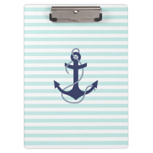 Carpeta De Pinza Aguamarina y ancla náuticas de los azules marinos